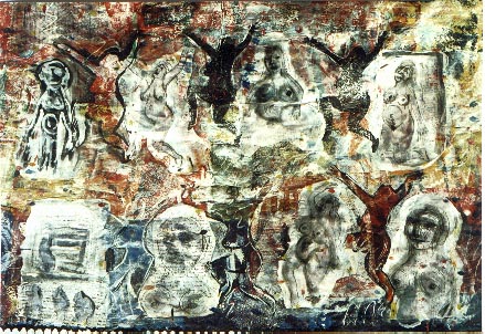 "Jazz", dessins marouflés sur papier,  250 x 120 cm, 2001