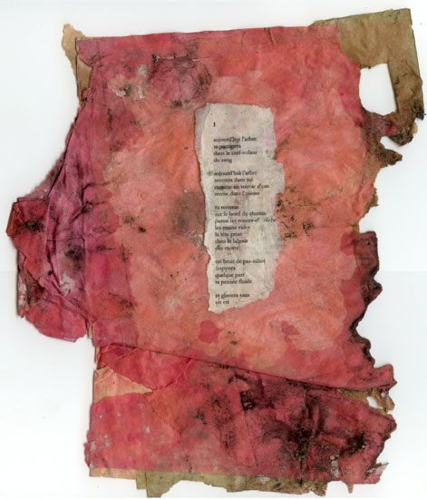 Aujourd'hui l'arbre te partagera. 21 x 29,7 cm. Papier ingres imprimé et machine, pigments. 2002