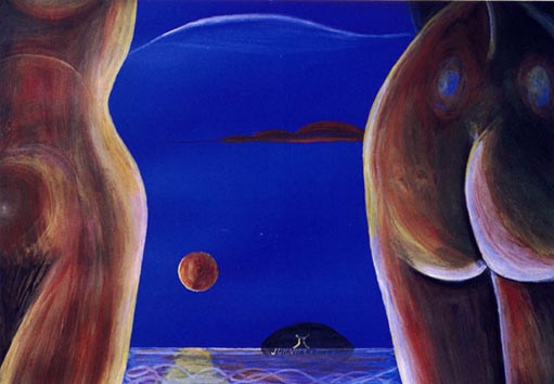 " Close Distance ", "Läiheinen kaukaisuus" .  70 x 100 cm. Acrylique sur carton / Akryyli kartongilla. 1973.
